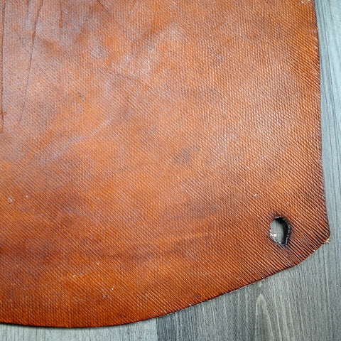 Oak Bark Bridle Butt w/ Crosshatch Print - Oak Stain